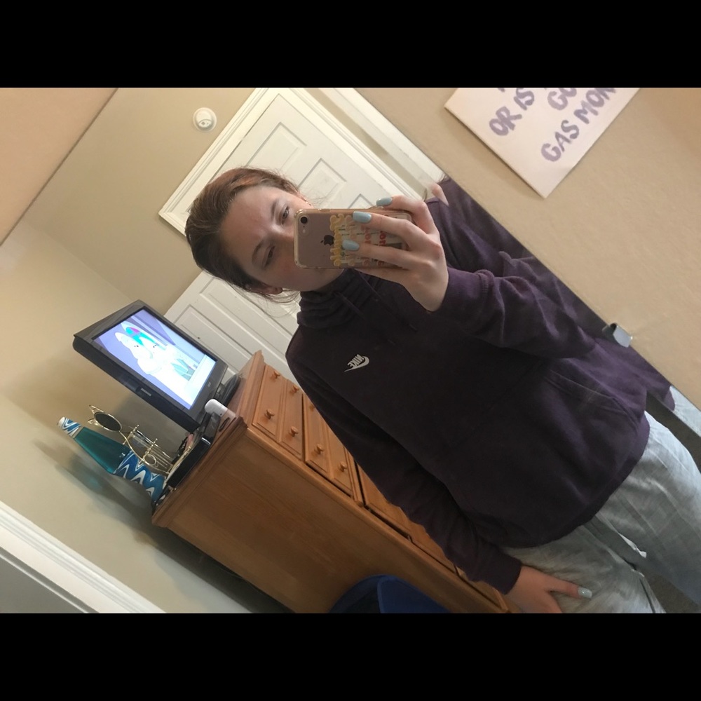 Nike Purple Cowl Neck Hoodie Sweatshirt Sz Large